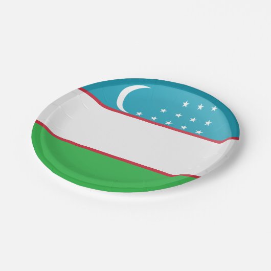 Flagge Usbekistans Pappteller (Schrägansicht)