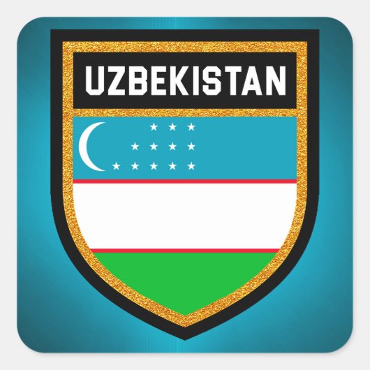 Flagge Usbekistans Quadratischer Aufkleber (Vorderseite)