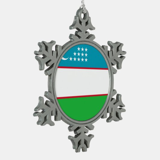 Flagge Usbekistans Schneeflocken Zinn-Ornament (Links)