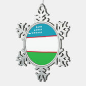 Flagge Usbekistans Schneeflocken Zinn-Ornament (Rechts)