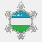 Flagge Usbekistans Schneeflocken Zinn-Ornament (Vorderseite)