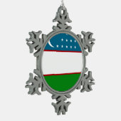 Flagge Usbekistans Schneeflocken Zinn-Ornament (Links)