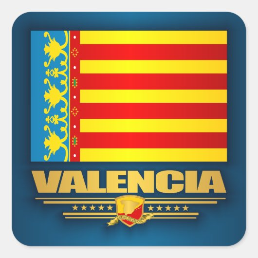 Flagge Valencias Quadratischer Aufkleber (Vorderseite)