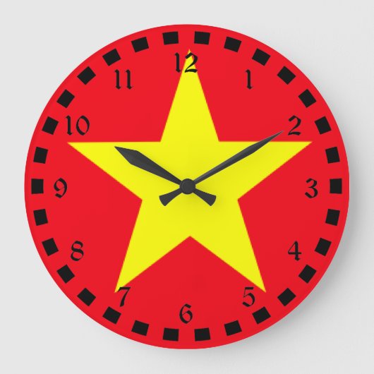 Flagge Vietnams Große Wanduhr (Vorderseite)