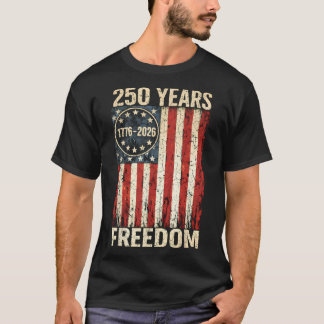 Flagge Vintage 250 Jahre Amerikanisch 1776 2026 25 T-Shirt