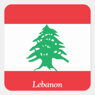 Flagge vom Libanon Quadratischer Aufkleber