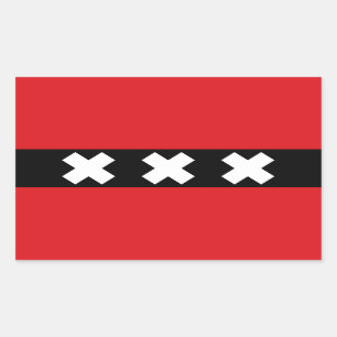 Flagge von Amsterdam, die Niederlande Rechteckiger Aufkleber