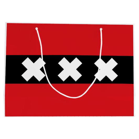 Flagge von Amsterdam Große Geschenktüte (Rückseite)