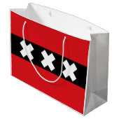 Flagge von Amsterdam Große Geschenktüte (Rückseite Schrägansicht)