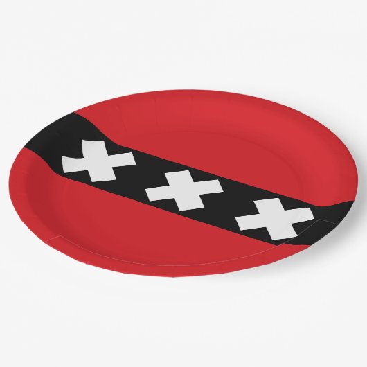 Flagge von Amsterdam Pappteller (Schrägansicht)