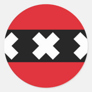 Flagge von Amsterdam Runder Aufkleber