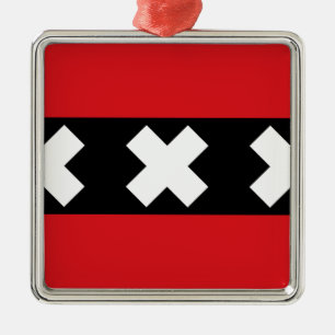 Flagge von Amsterdam Silbernes Ornament
