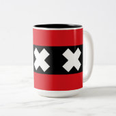 Flagge von Amsterdam Zweifarbige Tasse (VorderseiteRechts)