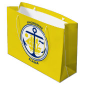 Flagge von Anchorage, Alaska großes Geschenktüte (Rückseite Schrägansicht)