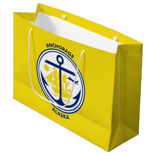 Flagge von Anchorage, Alaska großes Geschenktüte (Vorderseite Schrägansicht)