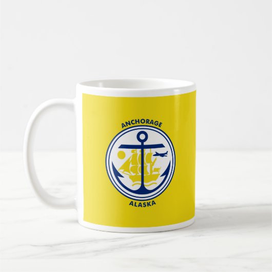 Flagge von Anchorage, Alaska Kaffeetasse (Links)