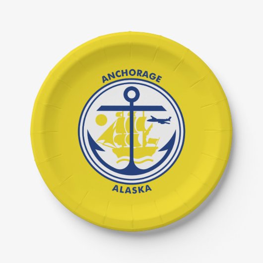 Flagge von Anchorage, Alaska Pappteller (Vorderseite)