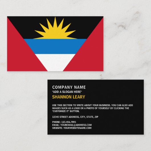 Flagge von Antigua und Barbuda, Antiguan Barbudan Visitenkarte (Vorne/Hinten)