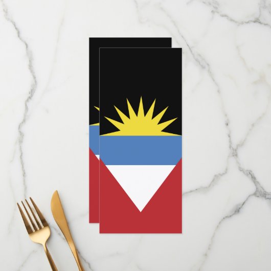Flagge von Antigua und Barbuda Menükarte (Vorderseite/Rückseite Beispiel)