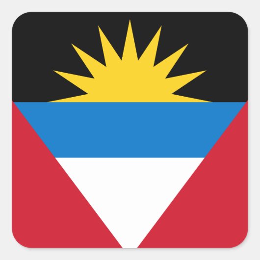Flagge von Antigua und Barbuda Quadratischer Aufkleber (Vorderseite)