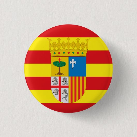 Flagge von Aragón (autonome Gemeinschaft) Spanien Button (Vorderseite)