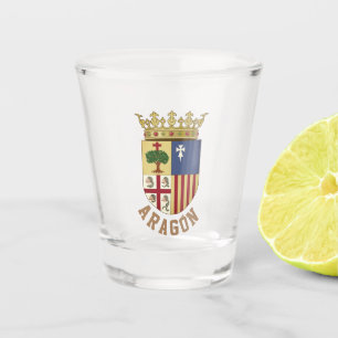 Flagge von Aragón (autonome Gemeinschaft) Spanien Schnapsglas