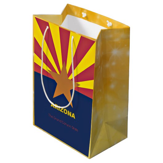 Flagge von Arizona Mittlere Geschenktüte (Rückseite Schrägansicht)