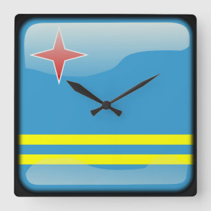Flagge von Aruba Quadratische Wanduhr