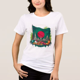 Flagge von Bangladesch mit Sehenswürdigkeiten für Tri-Blend Shirt