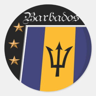 Flagge von Barbados-Aufklebern Runder Aufkleber