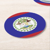 Flagge von Belize Runder Pappuntersetzer (Angewinkelt)