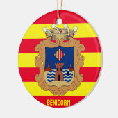 Flagge von Benidorm - Comunidad Valenciana (ESP) Keramik Ornament (Links)