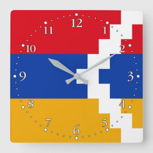 Flagge von Bergkarabach Quadratische Wanduhr