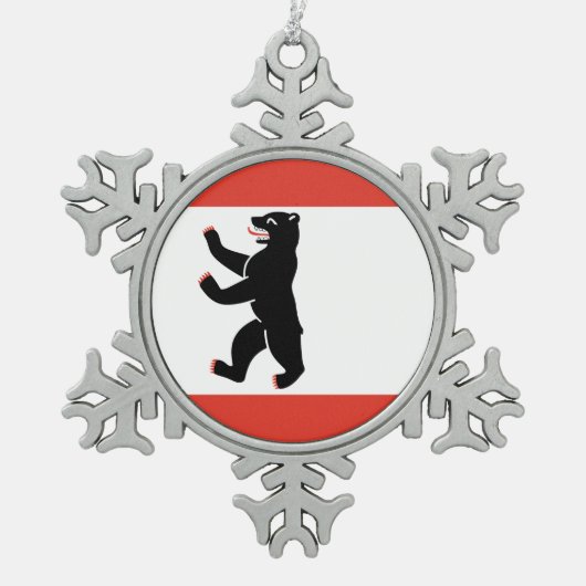 Flagge von Berlin Schneeflocken Zinn-Ornament (Vorderseite)
