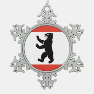 Flagge von Berlin Schneeflocken Zinn-Ornament