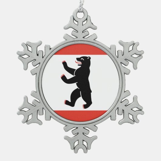 Flagge von Berlin Schneeflocken Zinn-Ornament (Vorderseite)