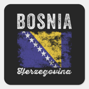 Flagge von Bosnien und Herzegowina bedruckt Quadratischer Aufkleber