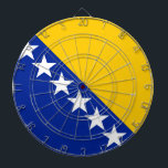 Flagge von Bosnien und Herzegowina Dartscheibe<br><div class="desc">Dieses Design zeigt die Flagge von Bosnien und Herzegowina, einem Land in Süd- und Südosteuropa, das sich auf dem Balkan befindet. Bosnien und Herzegowina grenzt im Osten an Serbien, im Südosten an Montenegro und im Norden an Kroatien und im Südwesten an Montenegro. Die Hauptstadt und größte Stadt Bosniens ist Sarajevo....</div>