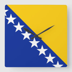 Flagge von Bosnien und Herzegowina Quadratische Wanduhr