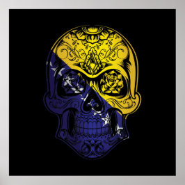 Flagge von Bosnien und Herzegowina - Schädel und R Poster