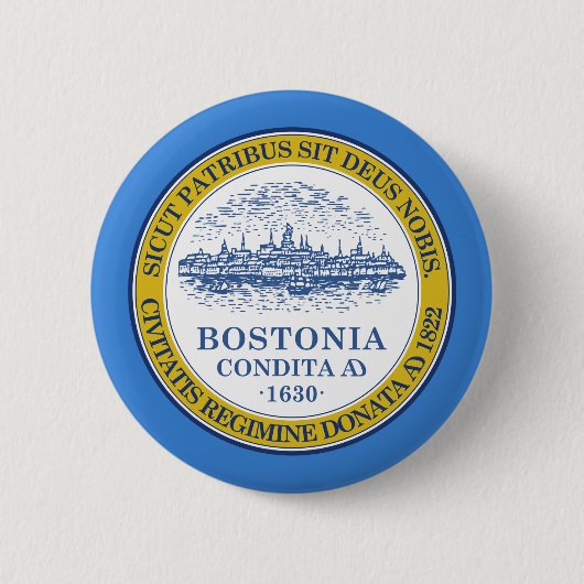 Flagge von Boston, Druckknopf von Massachusetts Button (Vorderseite)