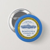 Flagge von Boston, Druckknopf von Massachusetts Button (Vorne & Hinten)