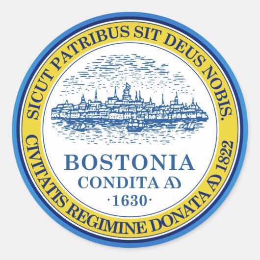 Flagge von Boston, Oval-Aufkleber von Massachusett Runder Aufkleber (Vorderseite)