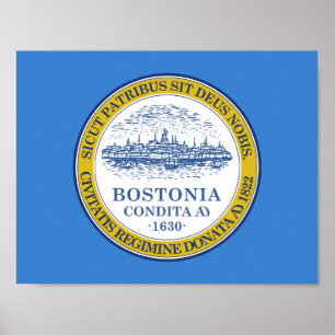 Flagge von Boston, Poster von Massachusetts