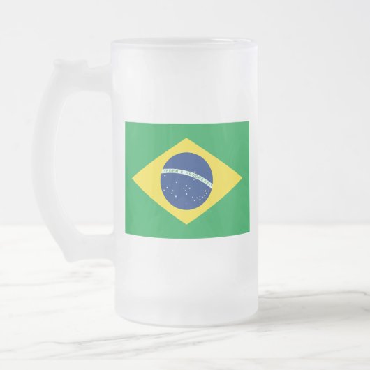 Flagge von Brasilien - Bandeira tun Brasilien Mattglas Bierglas (Links)