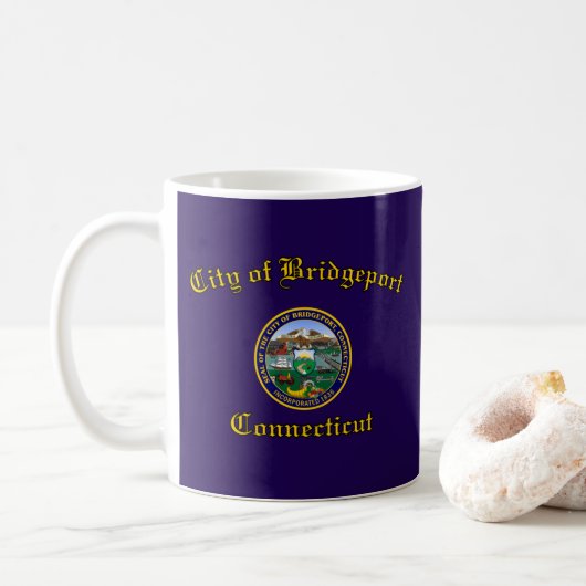 Flagge von Bridgeport, Connecticut Kaffeetasse (Mit Donut)