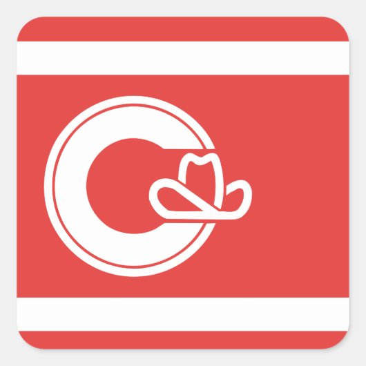 Flagge von Calgary, Alberta Quadratischer Aufkleber (Vorderseite)