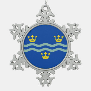 Flagge von Cambridgeshire Schneeflocken Zinn-Ornament