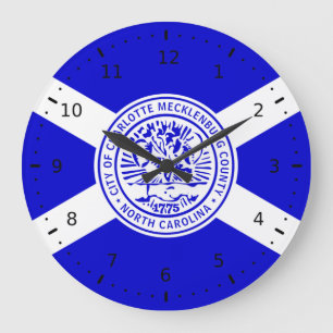 Flagge von Charlotte, North Carolina Große Wanduhr