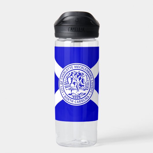 Flagge von Charlotte, North Carolina Trinkflasche (Rückseite)
